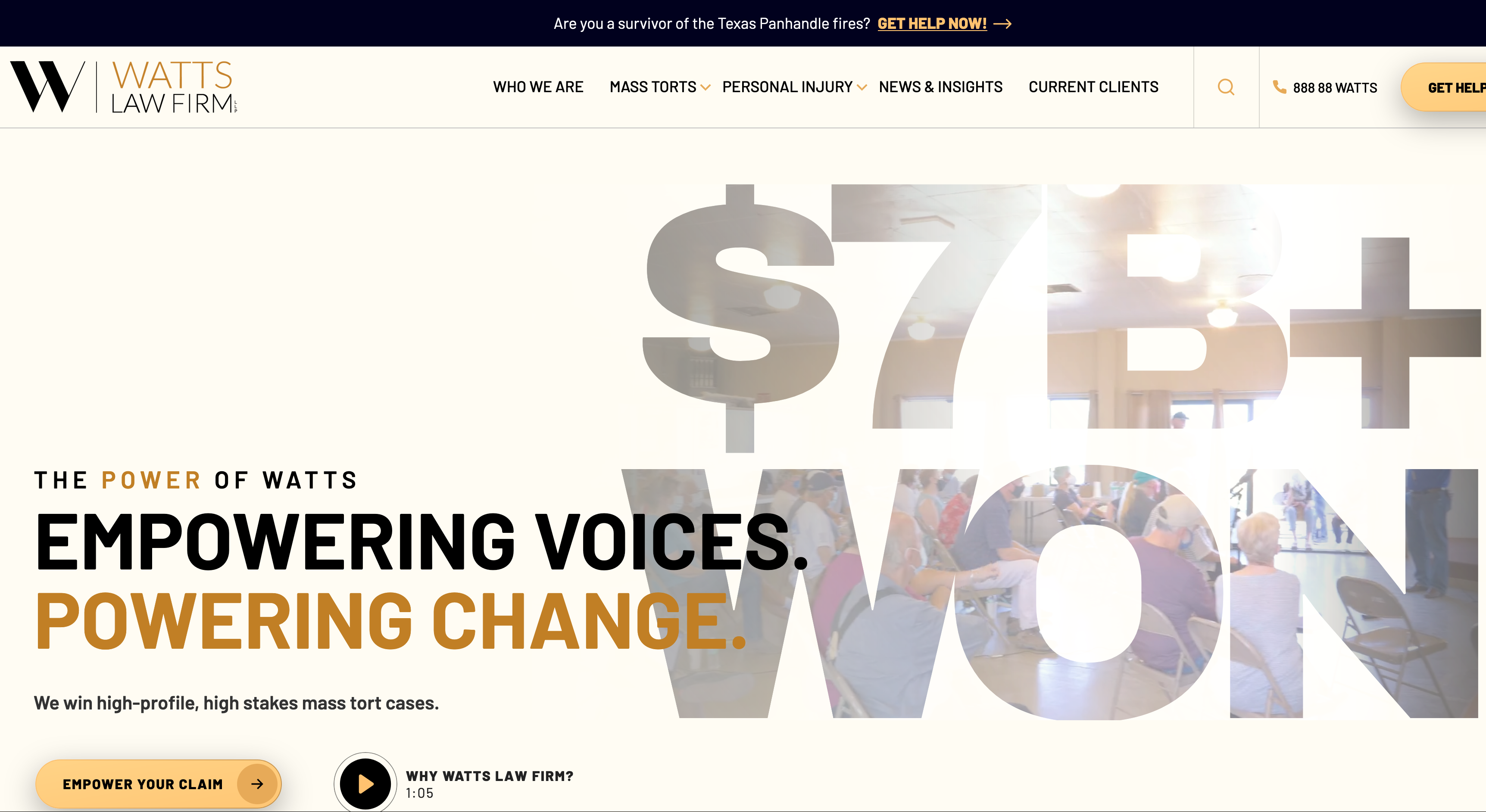 watts law firm website screenshot